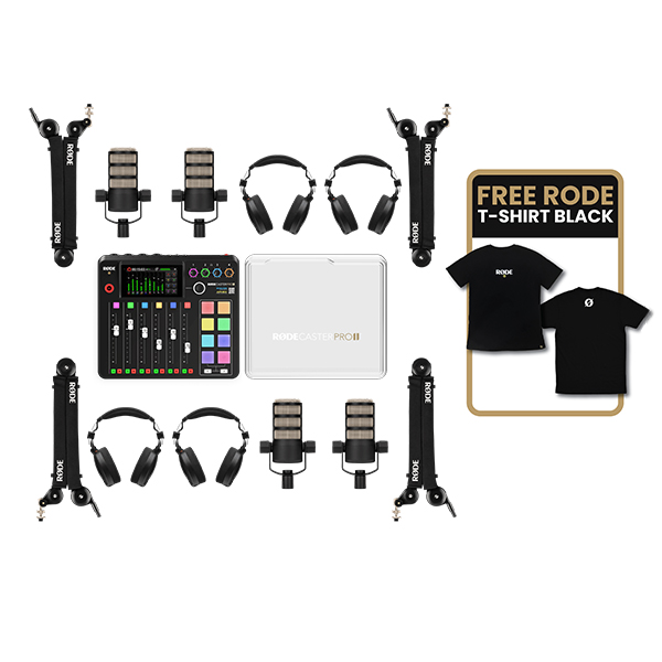 Rode Podcast Quartet free T-shirt Rode Black